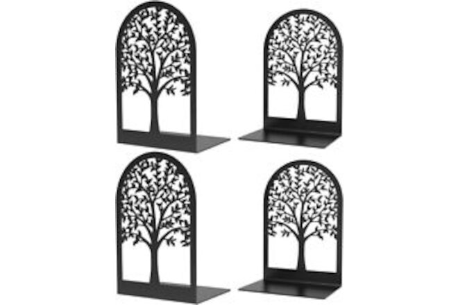 4-Pack 2 Pairs Book Ends, Bookends, Tree Book Ends for Shelves, Modern Book Ends