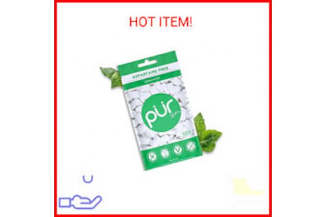 PUR Gum | Aspartame Free Chewing Gum | 100% Xylitol | Natural Spearmint Flavored