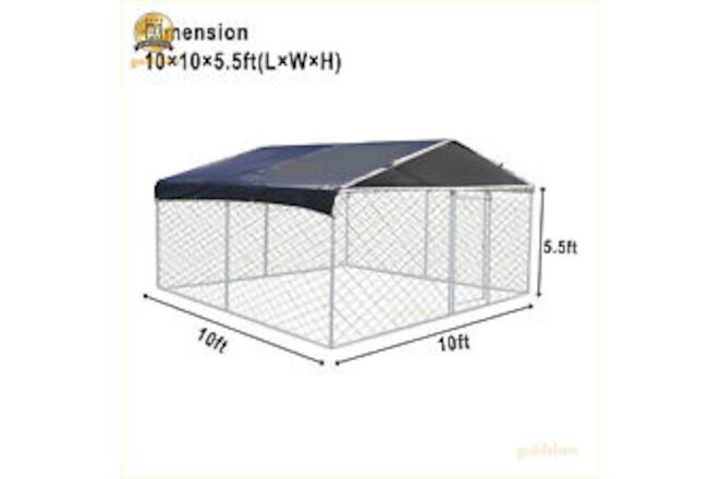 10x10 ft Large Metal Dog Kennel Playpen Outdoor Cage Fence Exercise With Cover