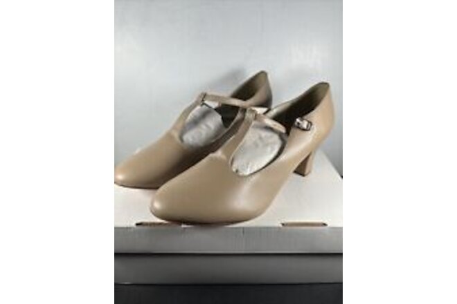 Danshuz T-Strap Dance Heels Shoes 8548 Tan Ladies Size 11 M NEW