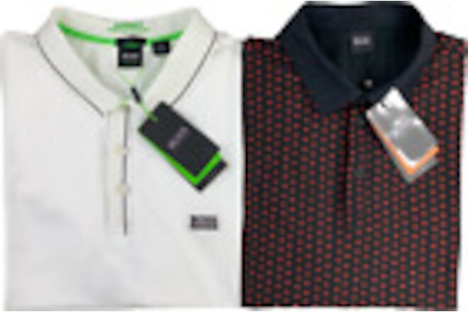 Lot of 2 Polo Shirts Hugo Boss Slim Fit Pevario/Paule - Black/Red + White - XL