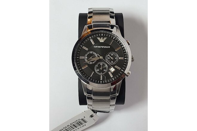 Emporio Armani Classic Men's  Watch Chronograph Silver Black Dial AR2434