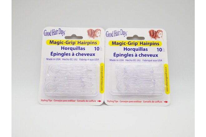 2 x Packs Magic Grip Hairpins 2 1/2" Clear Crystal (20 Pcs) Good Hair Days
