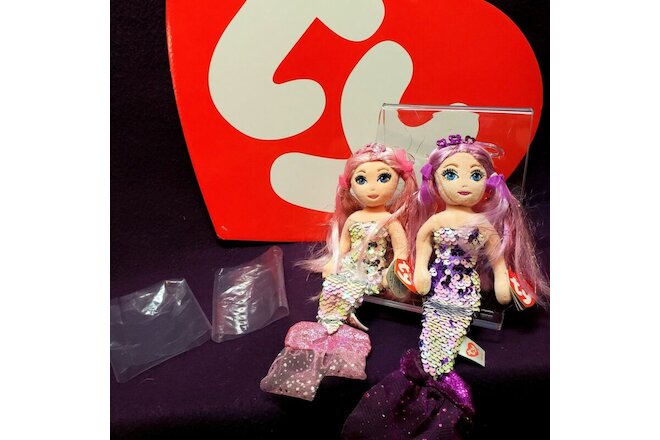 Set of 2: TY Sea Sequins Limited Collection CORA & LORELEI 10" NEW w/ Tags NOS!