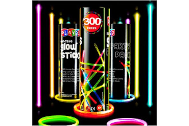 300 Ultra Bright Glow Sticks Bulk Party Pack - Halloween Glow Dark Party Favors