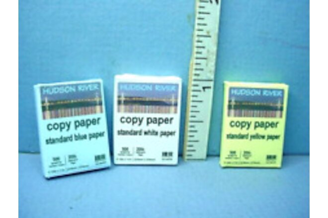 Miniature Copy Paper (3 diff) #56115W, Y & B 1/12th Scale
