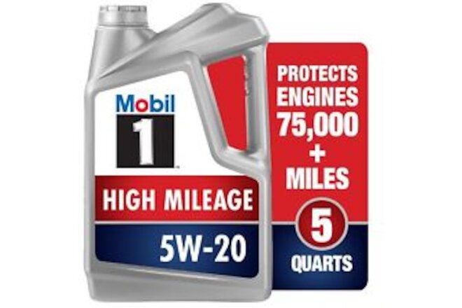 Mobil 1 High Mileage Full Synthetic Motor Oil 5W-20 5 Quart