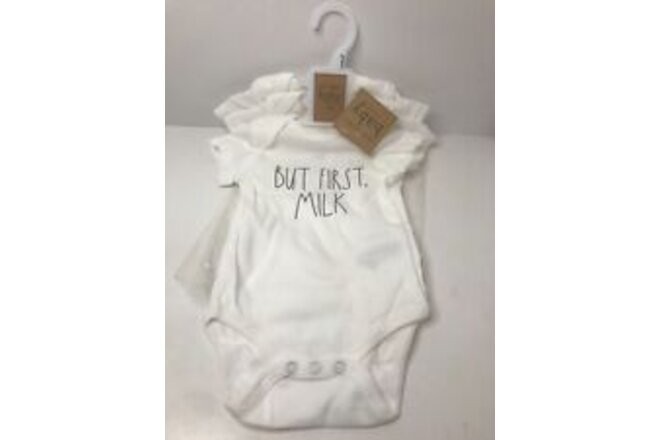 Ray Dunn Baby 3-6 Months bodysuit White But First Milk 3 Outfits New
