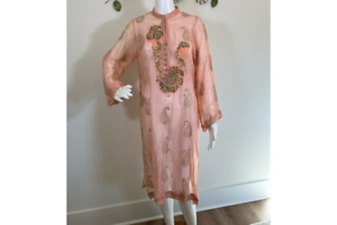 Agha Noor Peach Embroidered Sequin & Jewel Accents Size Small