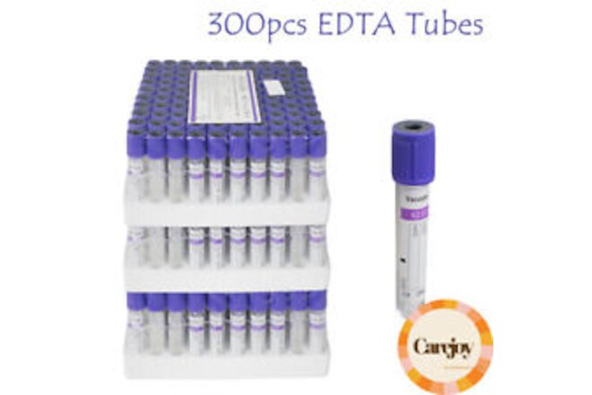 Carejoy Vacuum EDTA Tubes Blood Collection Tubes 12x75mm 2mL 3*100pcs US