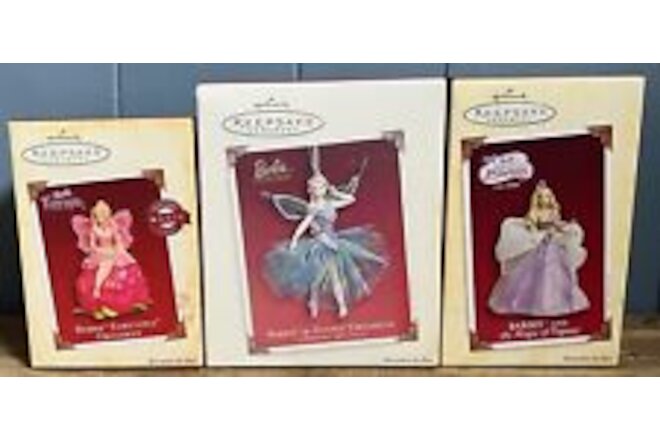 Hallmark Barbie Ornaments (Lot of 3) - Magic of The Pegasus, Fairytopia, Titania