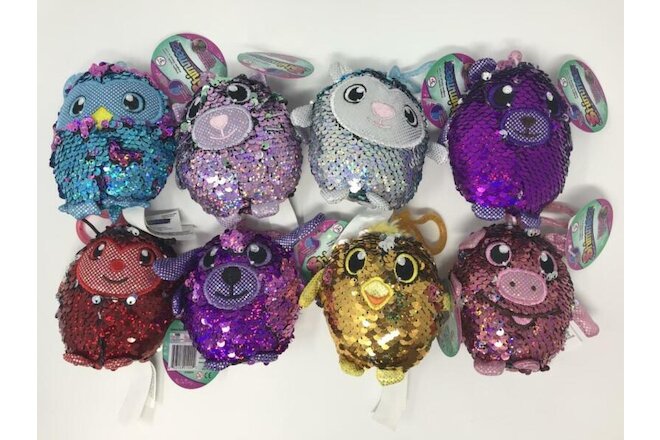 Shimmeez Sequin Clip on Plush NWT New With Tags Complete Set of 8