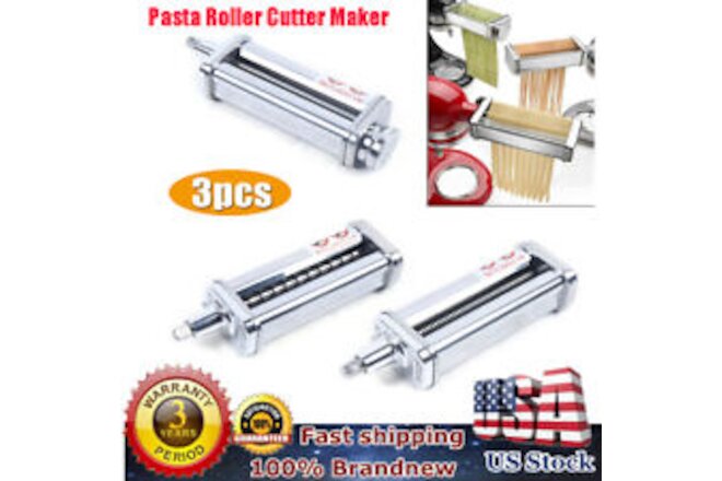Kitchen Aid Stand Mixer Pasta Roller Cutter Maker Attachment 3Pcs Set Attachment