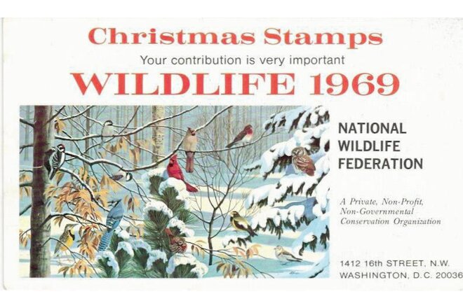 1969 National Wildlife Federation Christmas Stamps 5 Sets Mint in Folder