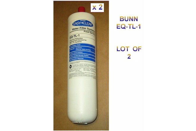 2x BUNN Water FILTER CARTRIDGES EQ-TL-1 for EQ-11-TL Sys ($63 EACH at Bunn)