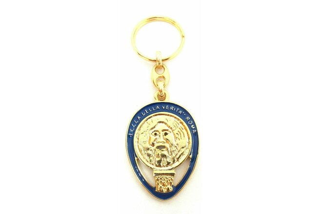 LOT OF 5 Mouth of Truth Gold-tone Metal Keychain, Made in Italy