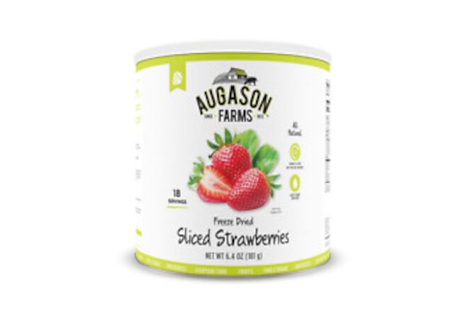 Augason Farms Freeze Dried Sliced Strawberries 6.4 oz No. 10 Can