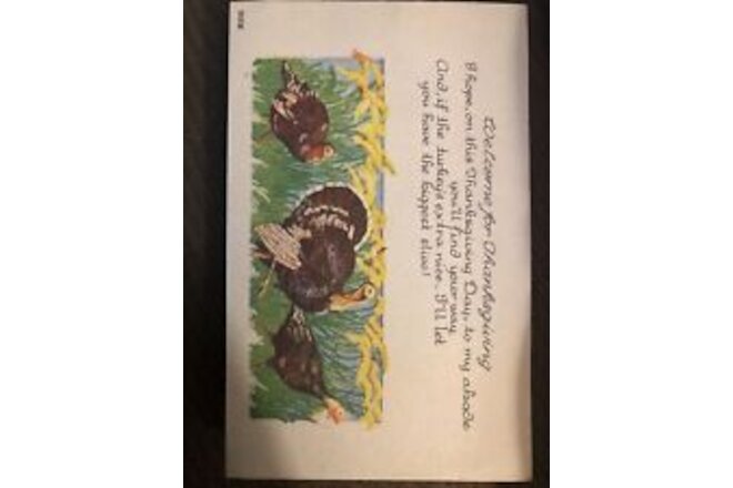 c1900s Welcome For Thanksgiving Antique Vintage Postcard.