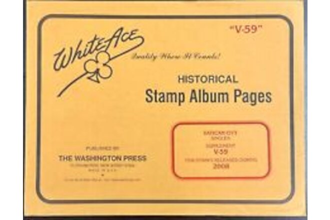 White Ace Historical Stamp Pages Vatican City Singles Supplement V-59 2008 NEW