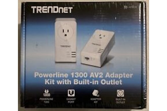 Trendnet TPL-423E2K Powerline 1300 AV2 Adapter Kit with Built-In Outlet
