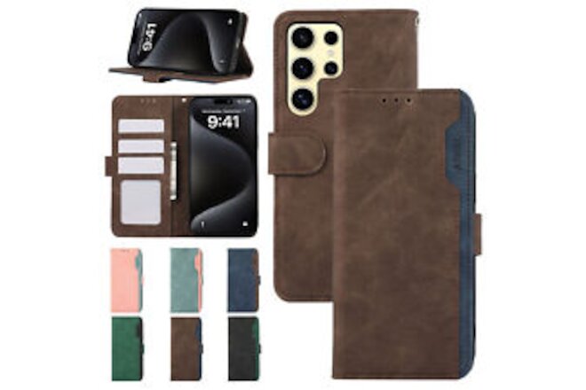 For Samsung Galaxy S24 Ultra S23 S22 S21 S20 Stand RFID Wallet PU Leather Case