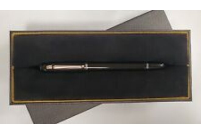 Dunhill Fountain Pen 18k Black with Chrome Trim, NEW in box