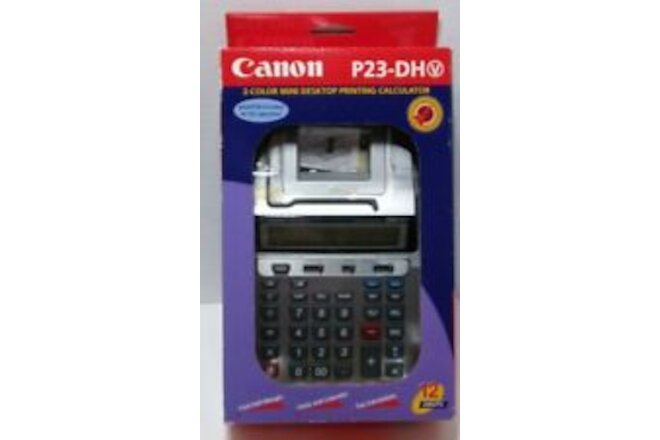 NEW Canon P23-DH V Mini Desktop Printing Calculator 12 Digits 2 Color AC/DC