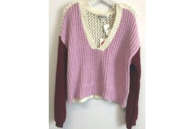 Wildfox Color Me Beverly Sweater Size M Wildberry Wine Cream Women's NEW