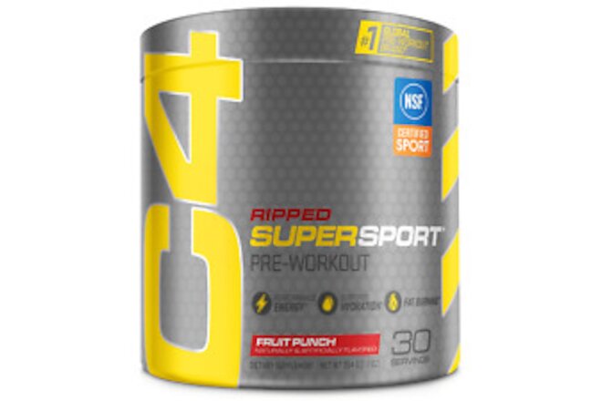 Cellucor C4 Ripped Super Sport Pre-Workout Powder,Fruit Punch,Energy,30 Servings