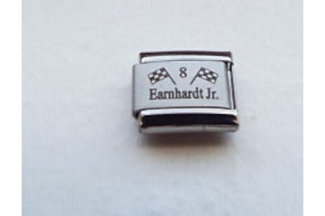 Earnhardt Jr. 8 Nascar flags laser 9mm stainless steel italian charm link new