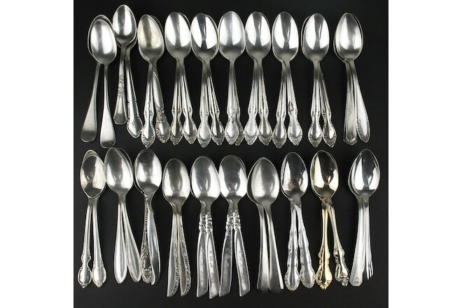 Scrap Lot 40 Vintage Silverplate Demitasse Spoons -lot of wear/engraving -crafts