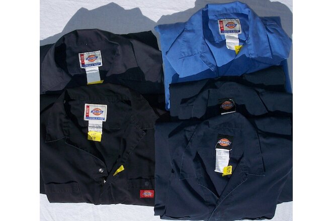Dickie's Coveralls Size L R Blue Black Short Sleeves Lot of 5 Flawed Fair As-Is