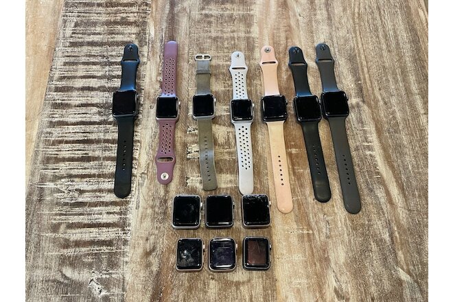Lot of 13 - Apple Watch Series 1(3) 2(6) 3(3) & 6(1) Mixed sizes - Untested