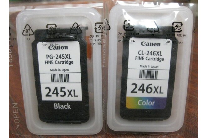 NEW 2 GENUINE CANON INK CARTRIDGE PG-245XL BK BLACK CL-246XL TRI-COLOR OEM TANK