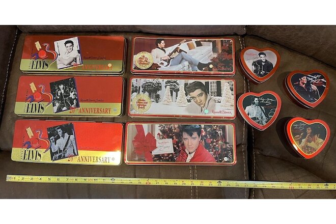 Elvis Presley LOT (10) Russell Stover EMPTY TINS Christmas,20th Anniv.,Valentine