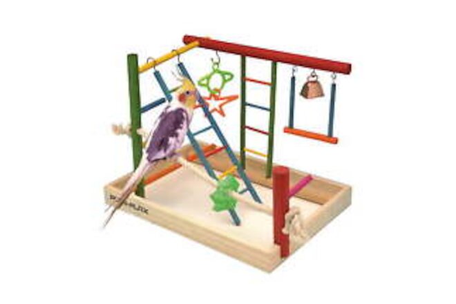 Bird Life Wood Playpen – Perfect for Cockatiels and Conures - Large Multicolor