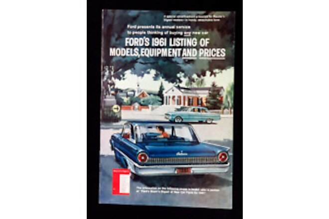 Vintage Original Ford 1961 Listing of Models, Equipment and Prices Brochure/Book