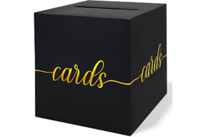 Black Card Box with Gold Foil Design, Gift Cards Receiving Box for Birthdays Par