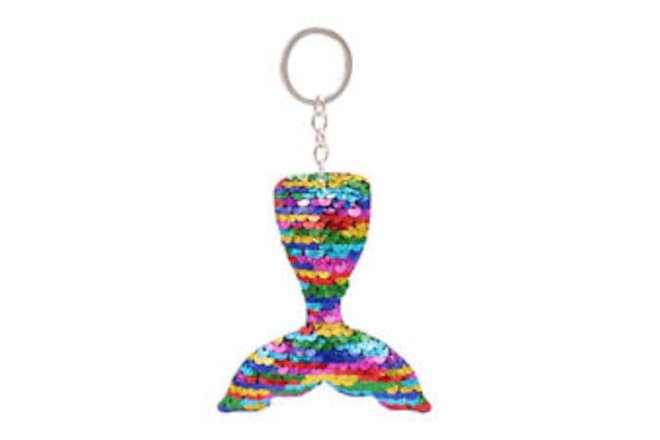 Colorful Shiny Sequins Mermaid Tail Charm Keychain Key Rings Backpack Car