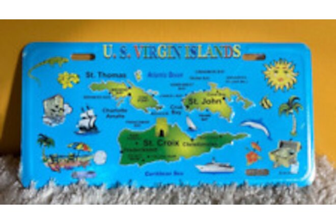 New US Virgin Islands Map Metal License Plate, in plastic