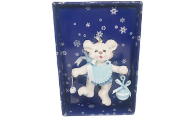 Kurt S. Adler Snow Bearies Cold Noses Warm Hearts White Teddy Bear Ornament NIB