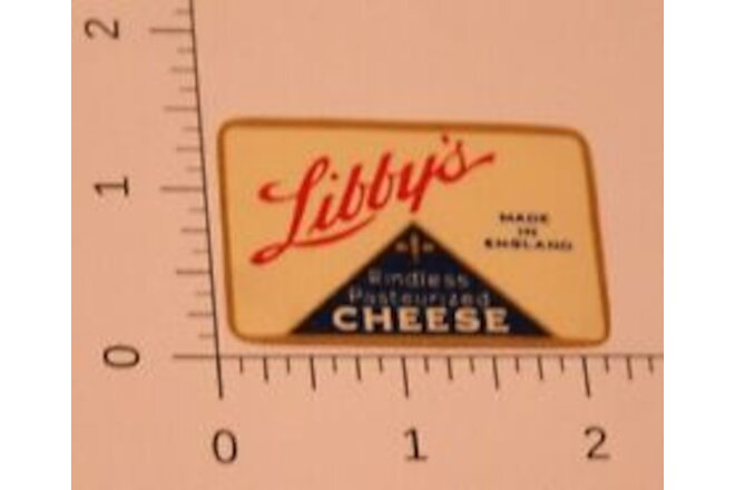 Vintage Libby's Rindless Pasteurized Cheese Label Made In England