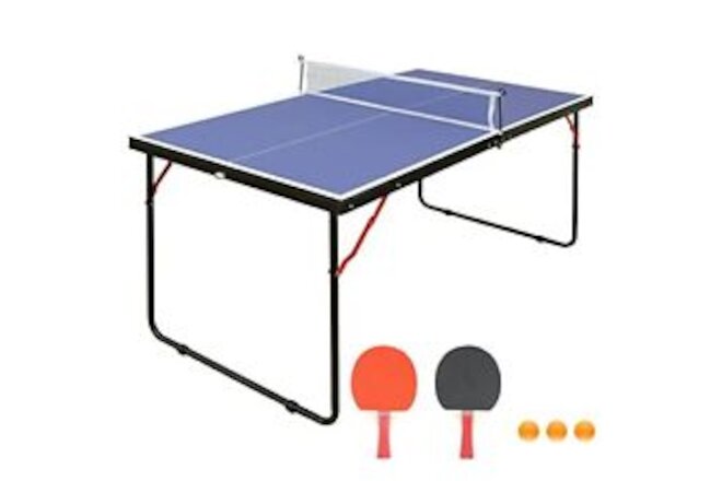Table Tennis Table MDF Foldable Portable 4.5ft Table Tennis Table Set with Ne...