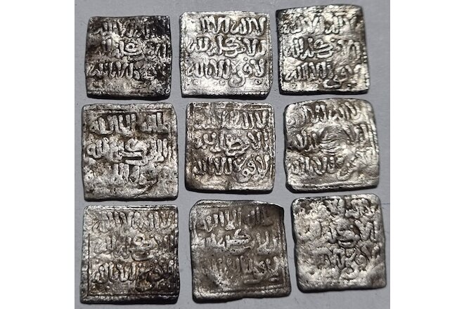 ANTIQUE SET OF 9 ALMOHADE CALIPHATE DIRHAM Silver Coins ISLAMIC GREAT CONDITION