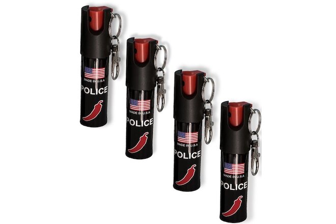 4 Pack Police Pepper spray 1/2oz Personal Defense Security Safety Lock- Keychain