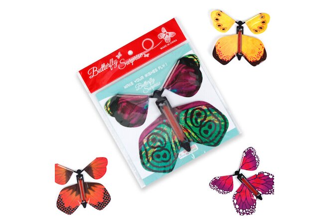 Birthday Surprise 9 PCS Magic Fairy Flying Butterfly Rubber Band Powered Toy