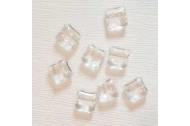 14mm Crystal Clear Square Pillow Czech Presses Glass Beads,  Qty 8