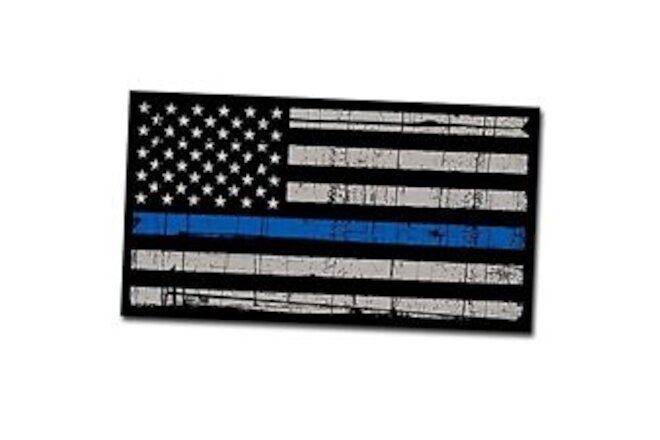 Thin Blue Line Police Distressed American Flag Sticker Decal Blue Lives Matter