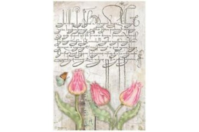 Stamperia International Romantic Garden House, Tulips Rice Paper A4 DFSA4666