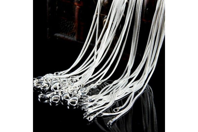 24in Wholesale 925 Sterling Solid Silver 1MM Snake Chain Diy Necklace Jewellery